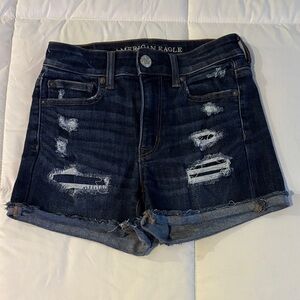 American Eagle Outfitters Ripped Jean Shorts - Dark Wash Denim size 4